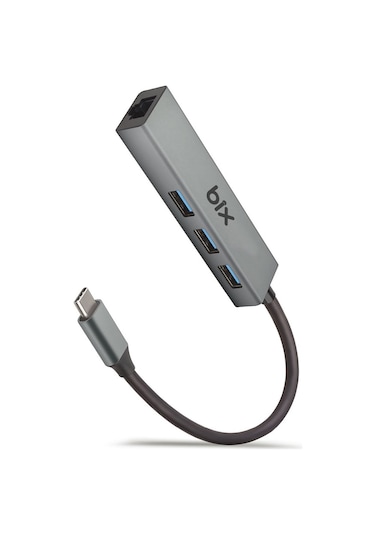 Bix Type-C USB 3.0 Gigabit Ethernet ve 3 Portlu USB Çoklayıcı Hub