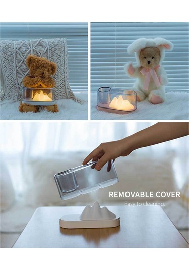 Kosona Kırmızı Pembe Dağ Şekilli Usb Şarjlı Led Gece Lambası - 3 Renk Seçeneği, Yumuşak Işık, 12 Saat Kullanim Süresi, Çocuk Odası Dekoru