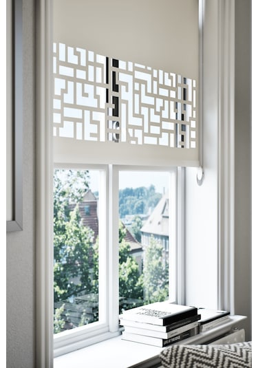 Lazer Kesim Mat Stor Perde, Lazer Kesimli Klasik Serisi, C-3001 Beyaz Renk