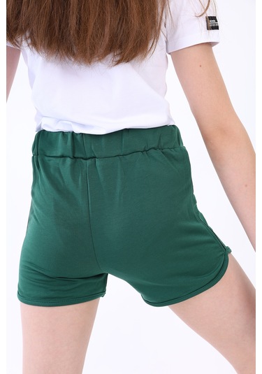 Toontoy Kız Çocuk Yıldız Arma Nakışlı Şort Yeşil