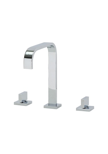 Kagera Krom 3 Delikli Lavabo Bataryası, Çift Kulp, Pirinç Gövde, G1/2 Uyumlu Gümüş