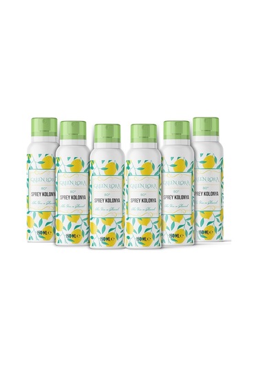 Green Lora 80 Derece Aloe Vera ve Gliserinli Kolonya Sprey 150 ML x 6