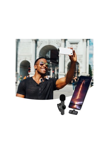 Hobibahçem Type C Uyumlu İphone Dönüştürücülü Kablosuz Yaka Mikrofonu Android Ve İphone Uyumlu Mini Mikrofon