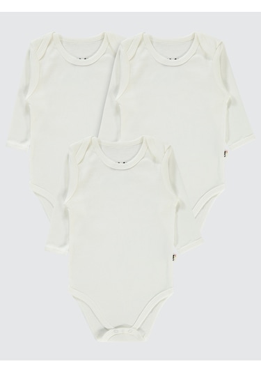 Civil Baby Bebek 3'lü Çıtçıtlı Badi 12-36 Ay Beyaz