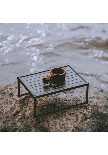 Pazly Barbekü Pikniği İçin Katlanır Kamp Masa, Alüminyum Alaşım, Taşınabilir, Hafif, S Açık Sırt Çantası Siyah