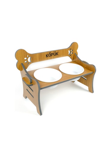 Realwood Suya Dayanıklı Özel İsimli Seramik Kase Kedi Köpek Mama Stantı