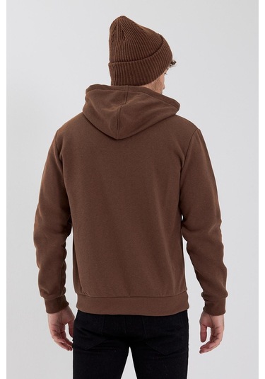 Age Of State Nakışlı Fermuarlı 3 İplik Sweatshirt Kahverengi