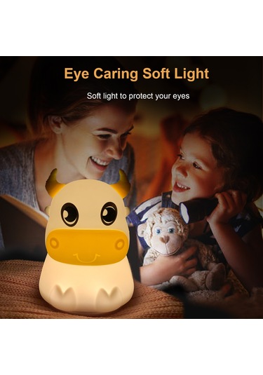 Vkemall Çocuklar İçin Renkli Led Silikon Akşam Lambası - Pil İle Çalışır Pil Dahil Değil Beyaz