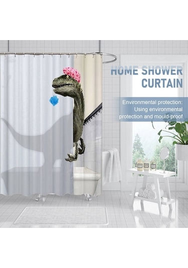 Ulzyvf Perdesi Perde Güzel Duş Dinozor Desenli Beyaz Banyo Banyo 180x180cm Yv Beyaz
