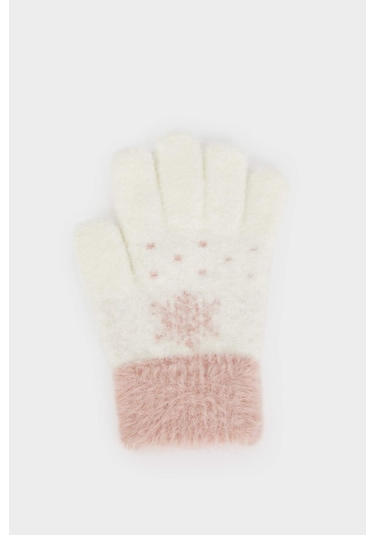 Defacto Kız Çocuk Triko Eldiven V1289a625wner129 Ekru