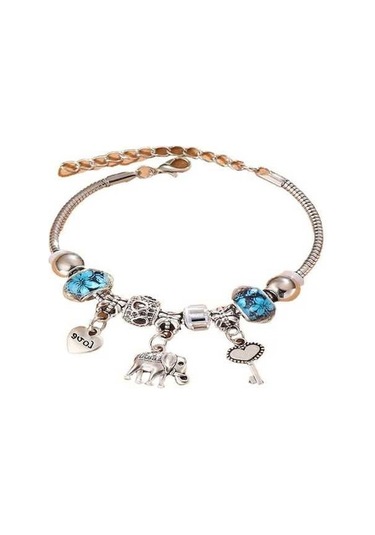 Dancemonkey Diy Boncuklu Bileklik, Paslanmaz Çelik Bakır Alaşım, 15cm Mavi