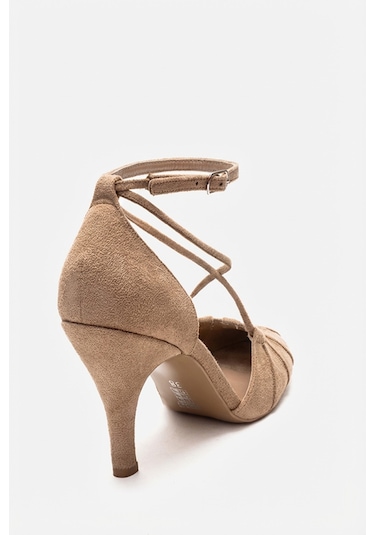 Luvishoes Elıza Bej Süet Kadın Topuklu Ayakkabı Bej