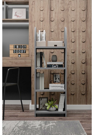Oval Kitaplık,saksılık,çiçeklik,130 Cm,portatif Minifix Kurulum Antrasit