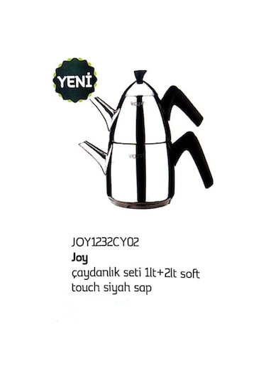 Leggno Joy Büyük Boy Siyah Çaydanlık Takımı Üst 1Lt-Alt 2Lt Cy02