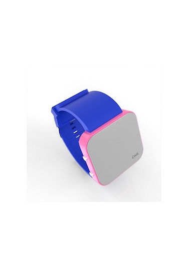 Cool Watch Saat - Pembe Led Kasa - Mavi Kayış Unisex