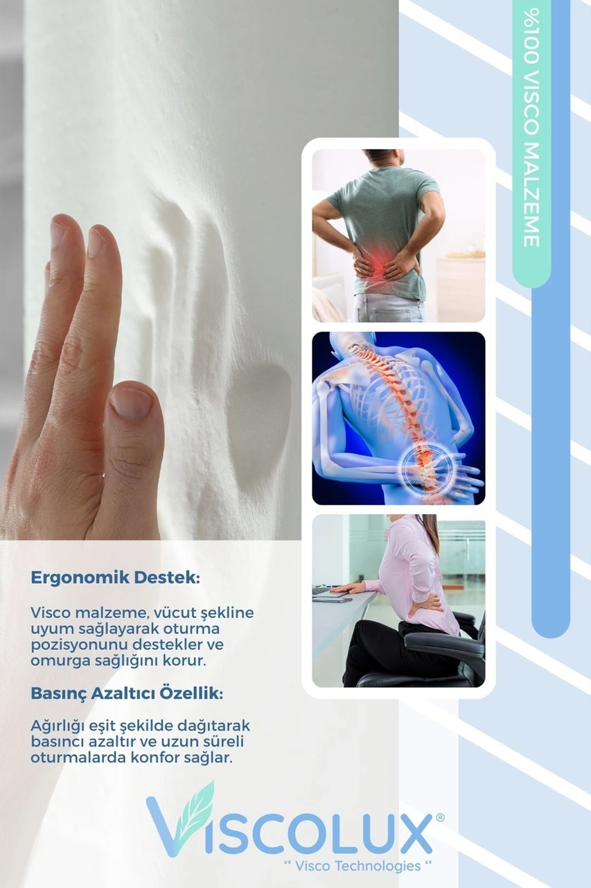 Coccyx Ortopedik Oturma Minderi - Visco Kuyruk Sokumu Minderi Hemeroid Mavi 44x36x9,5