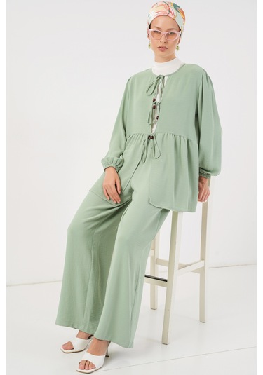 Kadın Önü Bağcıklı Tunik Pantolon İkili Takım 6744 - Mint Mint Kadın Önü Bağcıklı Tunik Pantolon İkili Takım 6744 - Mint Mint