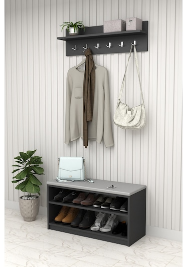 Asra Trend Puflu Ayakkabılık Ve Askılık A-34 Antrasit Antrasit