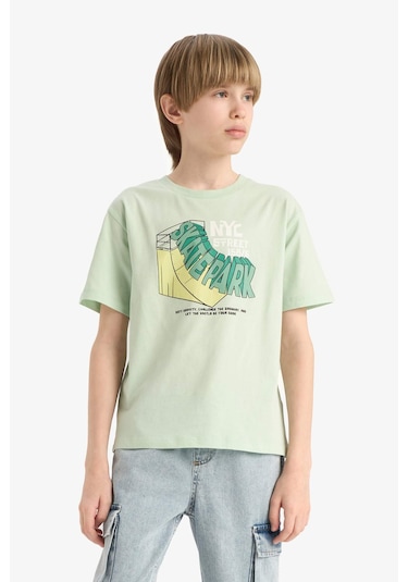 DeFacto Erkek Çocuk Bisiklet Yaka Baskılı Kısa Kollu Tişört E6310A825HSGN1180 DeFacto Erkek Çocuk Bisiklet Yaka Baskılı Kısa Kollu Tişört E6310A825HSGN1180