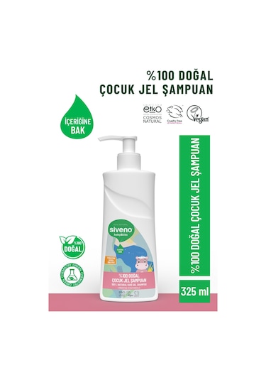 Siveno %100 Doğal Yenidoğan Bebek Çocuk Jel Şampuanı Saç ve Vücut Konak Önleyici 325 ml