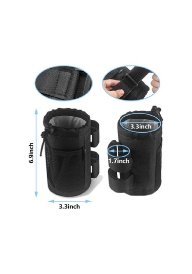 Polyester Bardak Tutucu Kese Çanta Su Şişesi Tutucu İçecek Bardak Kafesi Bisiklet, Bebek Arabası, Kruvazör, Mtb - Siyah