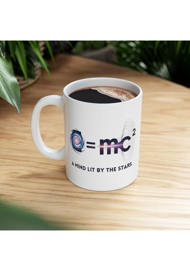 E Mc² Einstein Kupa, Bilimseverler Ve Fizikçiler İçin Tasarım Kupa Bardak Hediyesi Beyaz