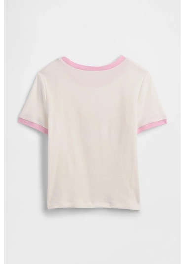 Gap Kız Çocuk Ringer Grafik Baskılı Beyaz T-shirt-14926