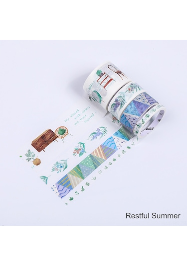 Reedark Renkli Desenli Washi Bant Seti - 4 Rulo 30mm, 15mm, 5mm Dıy Dekor Ve El İşleri İçin