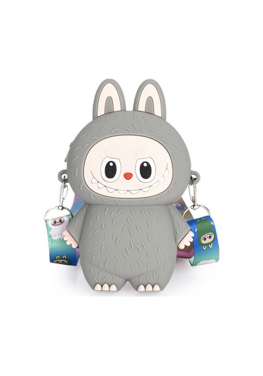 Snapbuy Silikon Bozuk Para Çantası, Labubu Şekilli Çocuk Cüzdanı Gri