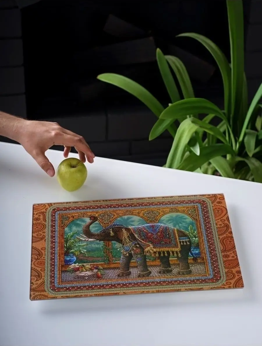 Gift'n'home Cam Mutfak Kesme Tahtası Ayaklı 26308674 Hardal Rengi