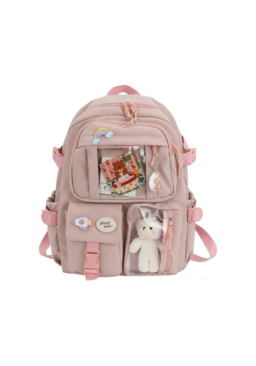 Kangvka Yeni Sırt Çantası: Hafif, Büyük Kapasiteli, Genç Kızlar İçin Moda Aksesuarlı Pembe Okul Çantası Pembe