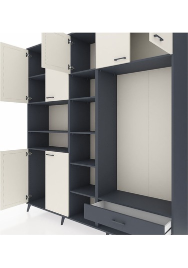 Hyperion Dolap 11 Raflı Tek Çekmeceli 7 Kapaklı 220x44x243 Antrasit-aytaşı/antrasit Aytası/antrasıt Hyperion Dolap 11 Raflı Tek Çekmeceli 7 Kapaklı 220x44x243 Antrasit-aytaşı/antrasit Aytası/antrasıt