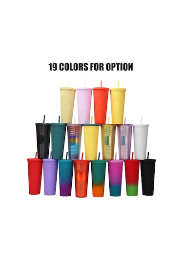 Suofeng 24oz/710ml Kapaklı Pipetli Plastik Su Bardağı - Anti-düşük Isıya Dayanıklı, Fantezi Desenli Güneşçiçeği Dahil Diğer