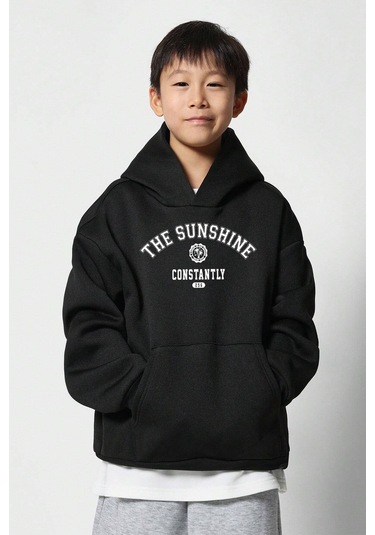 The Sunshine Baskılı Erkek - Kız Çocuk Rahat Kalıp Sweatshirt Siyah