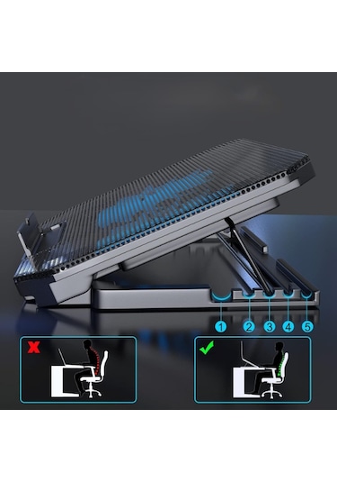 Ayarlanabilir Yükseklik Kademeli Laptop Soğutucu Fan Karışık