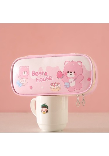 Khalid Bain Yaratıcı Öğrenci Kırtasiye Küçük Hayvan Otobüs Kalem Kutusu Otobüs Kalem Kutusu Erkekler Ve Kadınlar Tuval Kırtasiye Kutusu W72cre Beyaz Pembe