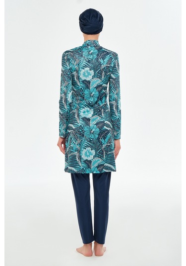 Likralı Tam Kapalı Tesettür Mayo Desenli 3104 Koyu Lacivert K.lacivert Koyu Lacivert