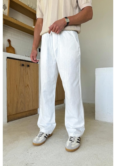 Flaw Bel Lastikli Regular Pantolon Ekru Ekru