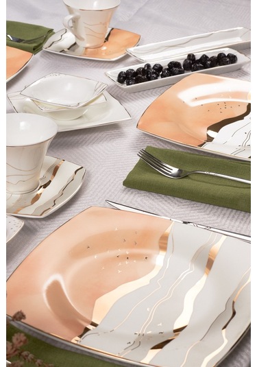 Karaca  Fine Pearl Ocaso 26 Parça 6 Kişilik Kare Kahvaltı/Servis Takımı