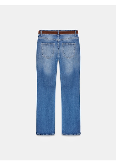 Dilvin 72296 Düşük Bel Kemerli Pantolon-mavi Mavi