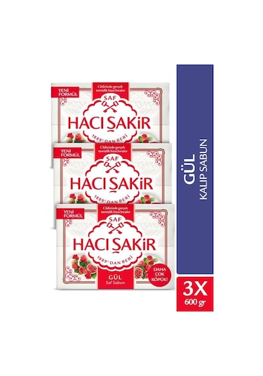 Hacı Şakir Gül Saf Kalıp Sabun 3'lü 4 x 150 G