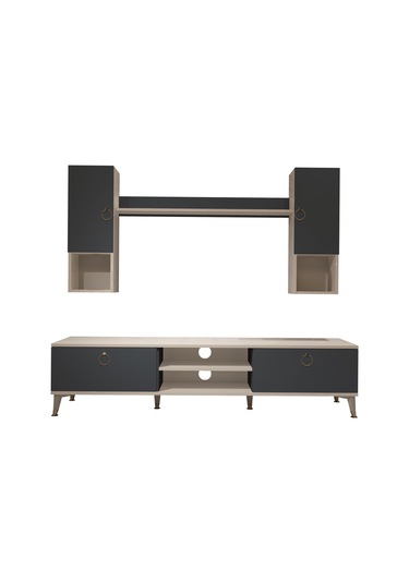 Decoraktiv Eko 5da Mdf Dvd Gold Tv Ünitesi Tv Sehpası Beyaz - Antrasit