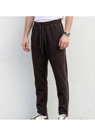 Plus Scorpion Erkek Slim Fit Pamuklu Eşofman Altı Kahverengi
