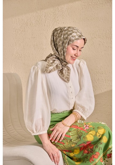 Silk Home Twill İpek Eşarp Zincir Krem Çok Renkli