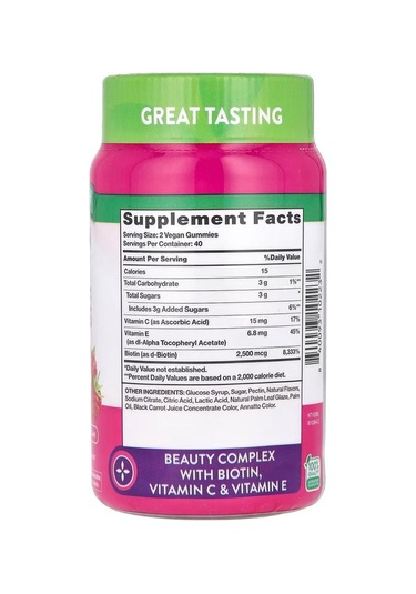 Hair Skin Nails Saç, Cilt Ve Tırnaklar, Doğal Meyve, 2.500 Mcg, 80 Tablet