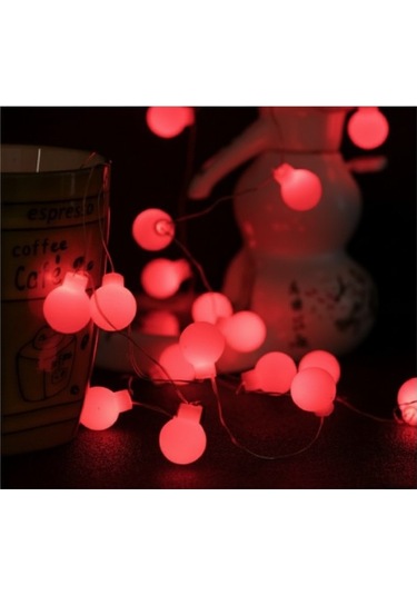 Led Işık - 5m 28 Kırmızı Şeffaf Kablo Fişli Renkli