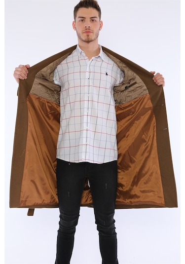 Plt8400 Dewberry Erkek Palto-Camel-Camel Koyu Camel