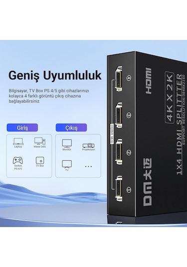 Dm Chb079 4k 30hz 1 Giriş 4 Çıkış Hdmı Splitter Çoklayıcı