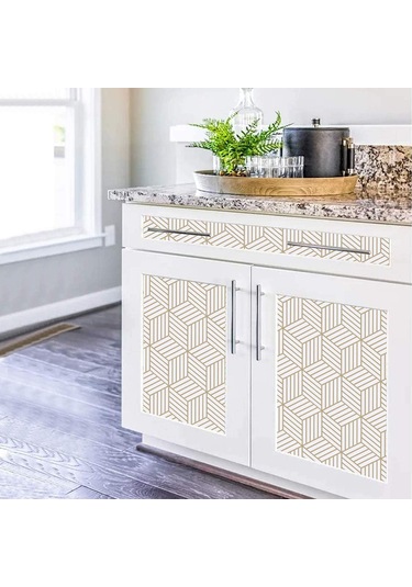 Altın Ve Beyaz Geometrik Altıgenler Soy Ve Yapıştır Duvar Kağıdı 17,7 X 393 Altın Çizgili Duvar Kağıdı Dekorasyonu