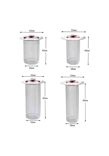 Youmex 304 Paslanmaz Çelik Su Tüpü Filtresi - Tüy, Çöp Engelleme, Akışı Sağlama - 4 Farklı Boyut 28x40mm, 28x80mm, 36x40mm, 36x80mm Diğer